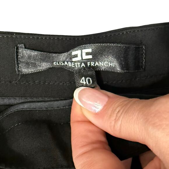 Elisabetta Franchi Black Pleated Wide Leg Pants Wool Blend Trousers sz 40 / 10 - Picture 5 of 12